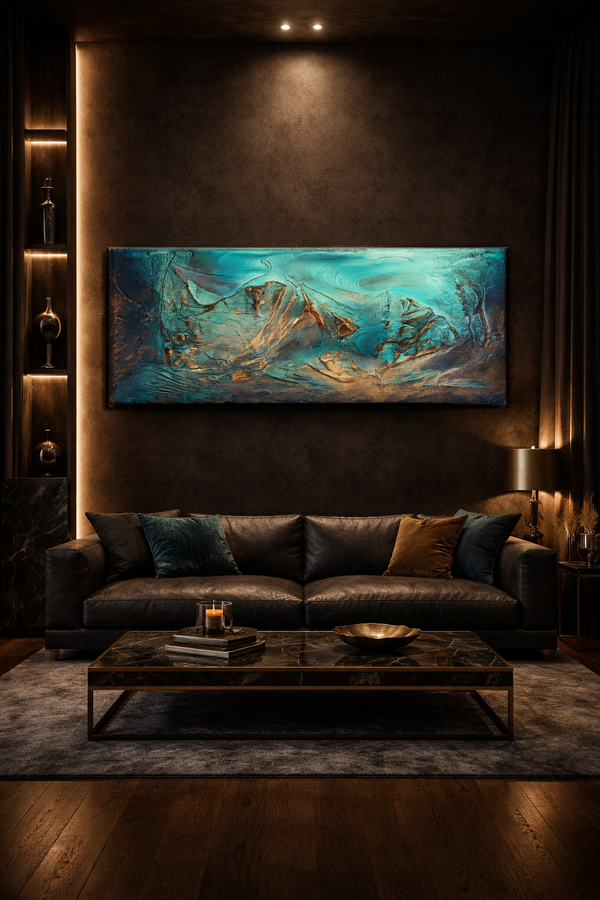 Aqua Motion – Blue Abstract Canvas”