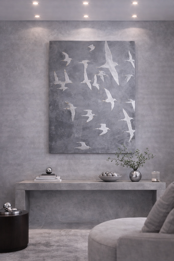 Silent Flight I — Silver Birds on Concrete