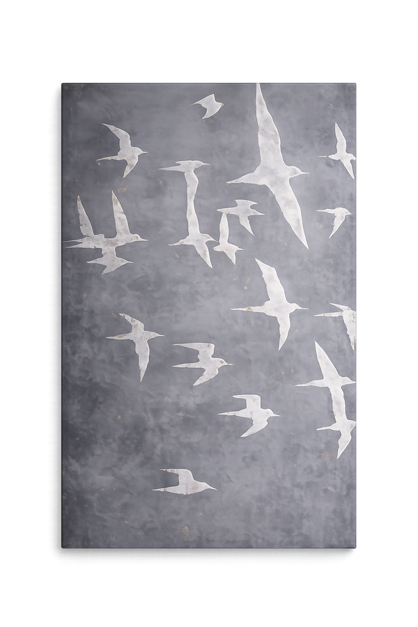 Silent Flight I — Silver Birds on Concrete